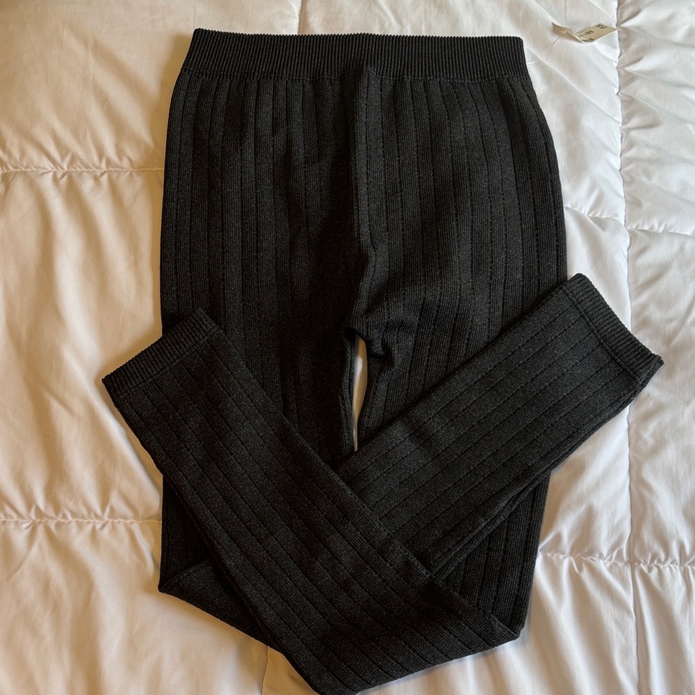Aeropostale Dark Gray Knit Fabric fleece lined footless tights